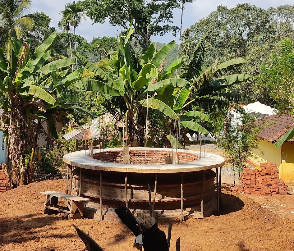 Courtyard and retaining wall for the stupa at Andawala Udagama temple